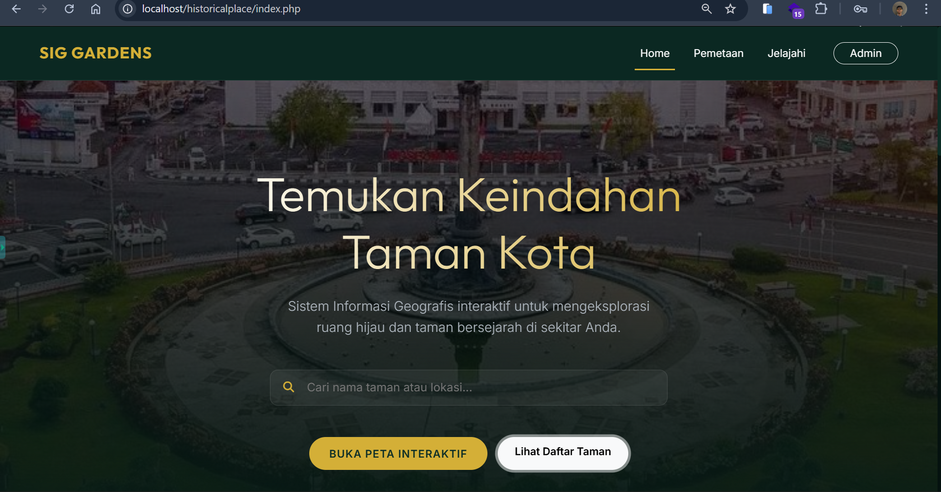 SIG Gardens - Sistem Informasi Geografis Pemetaan Taman Publik